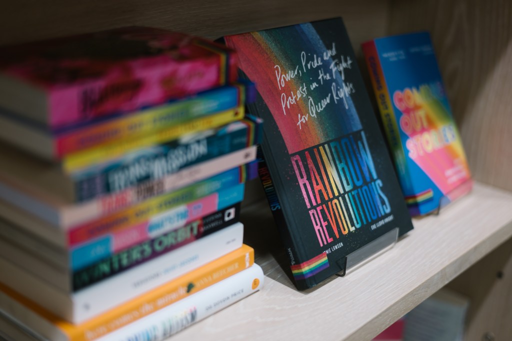 stack of books.